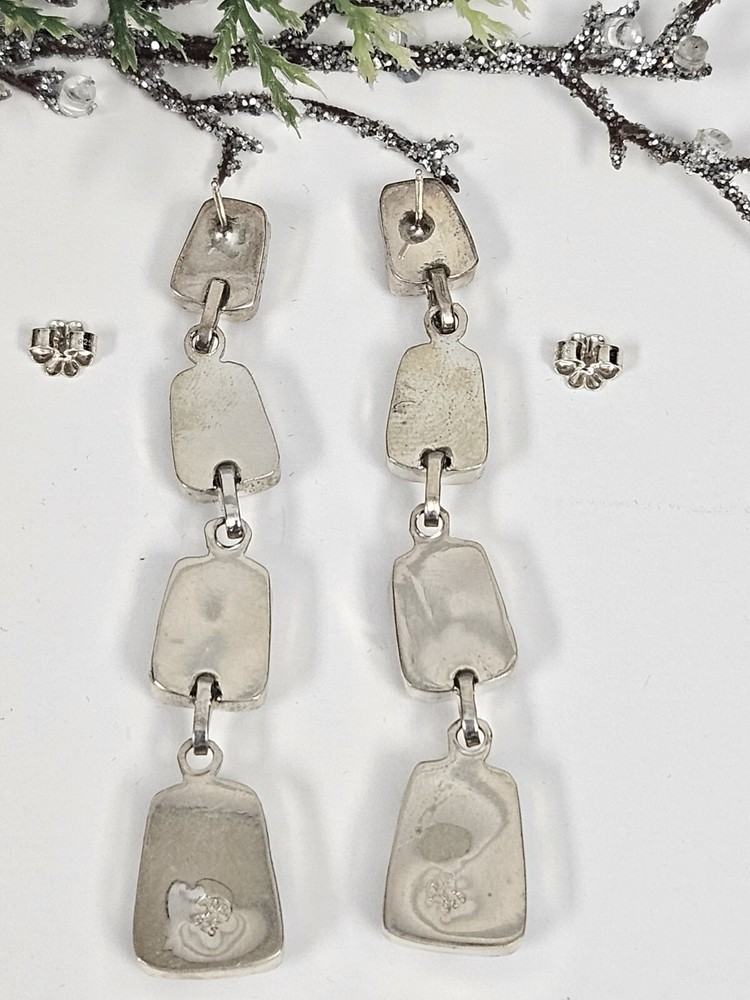 CHACO CANYON STERLING SILVER MAGNESITE LINKED DROP EARRINGS - NWT