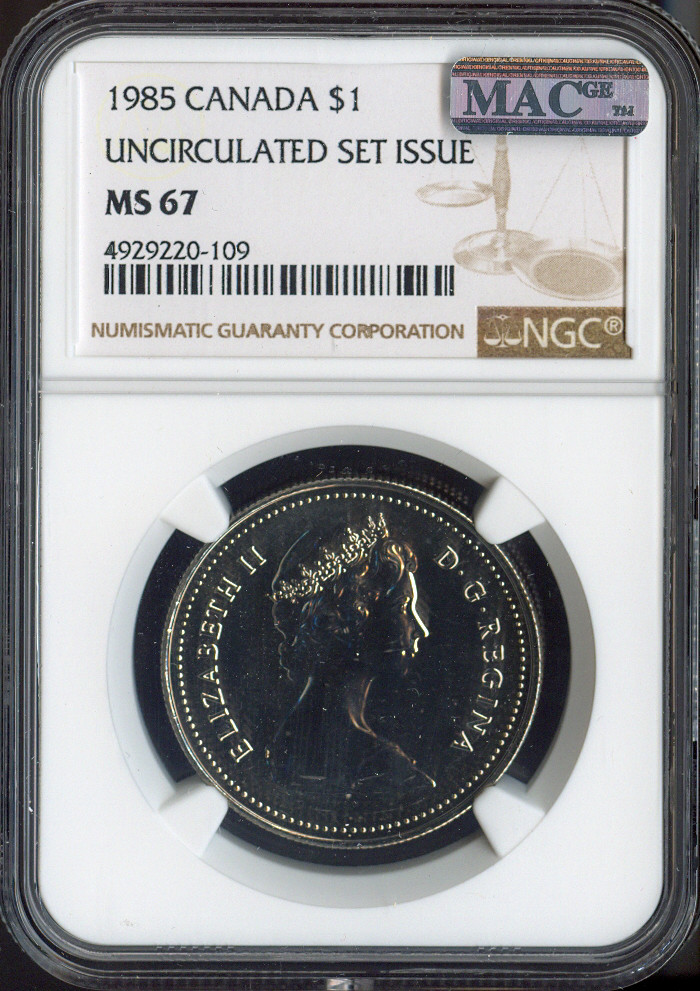 1985 Canada Dollar $1 NGC MS67 MAC - Quality