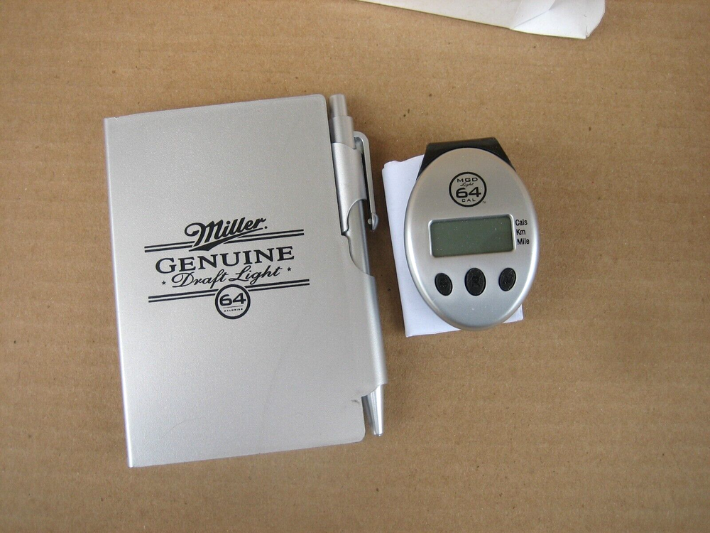 MILLER GENUINE DRAFT LIGHT Note Book & Pedometer Beer Memorabilia MGD 64 New