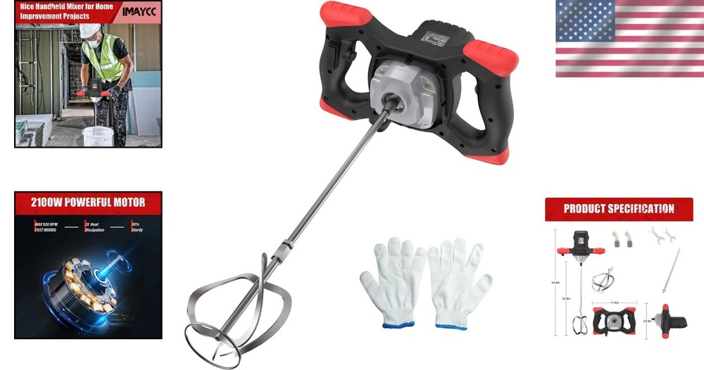 Multi-Purpose 110V Cement Mixer - Efficient Mixing for Plaster, Grout & More