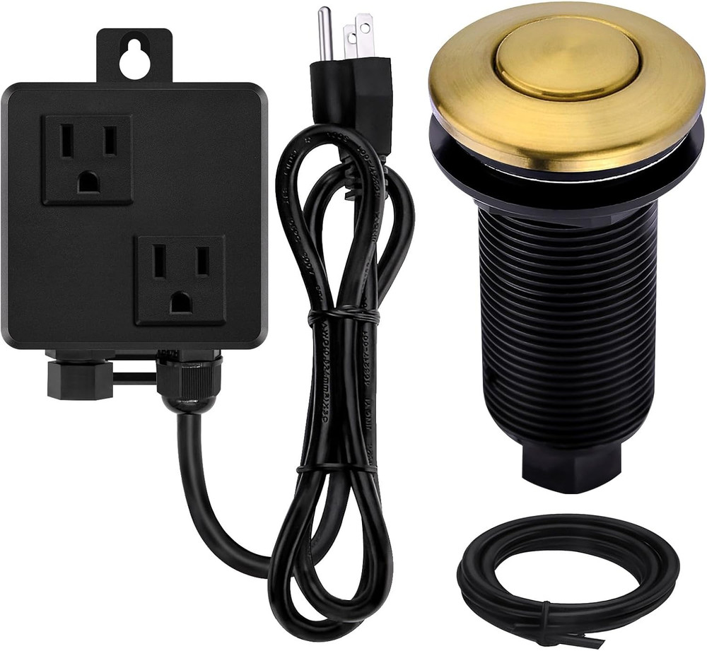 Champagne Bronze Sinktop Garbage Disposal Air Switch Kit with Long Button