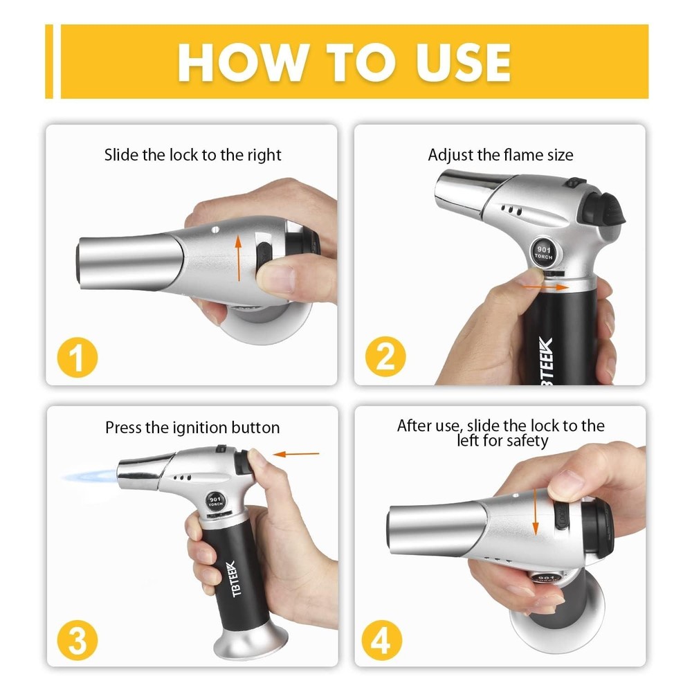 TBTEEK Butane Torch, Kitchen Torch Cooking Torch with Safety Lock & Adjustabl...