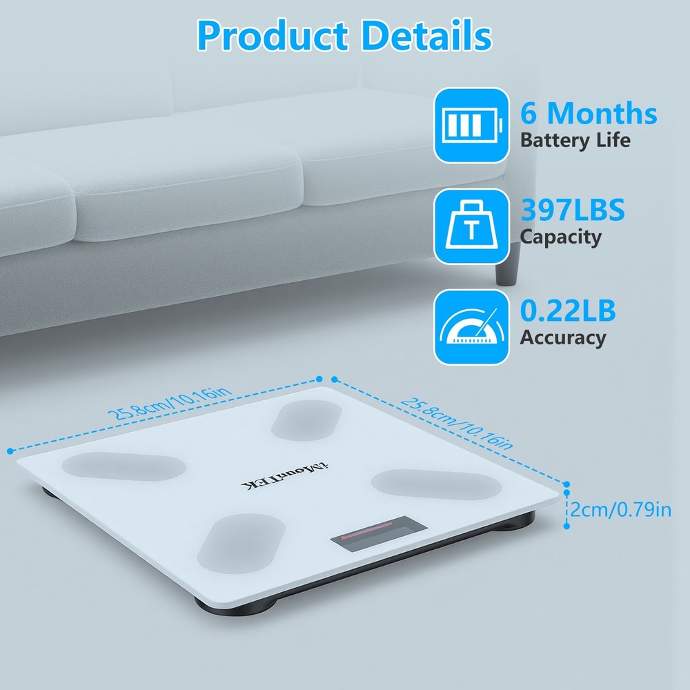 High Accuracy Smart Scale with BMI & Body Composition Sync 397LBS Capacity