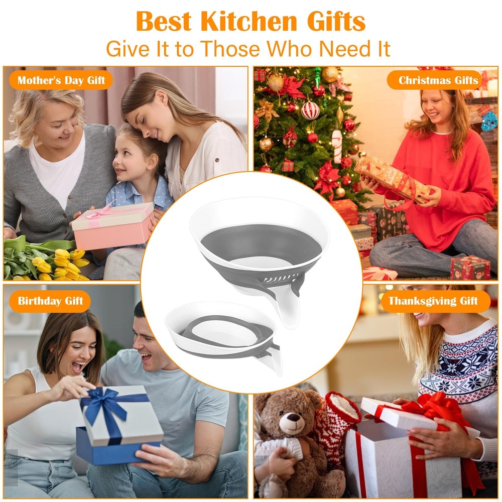 Collapsible Colander - Small Strainer Basket, Side-Drain Design, Dishwasher S...