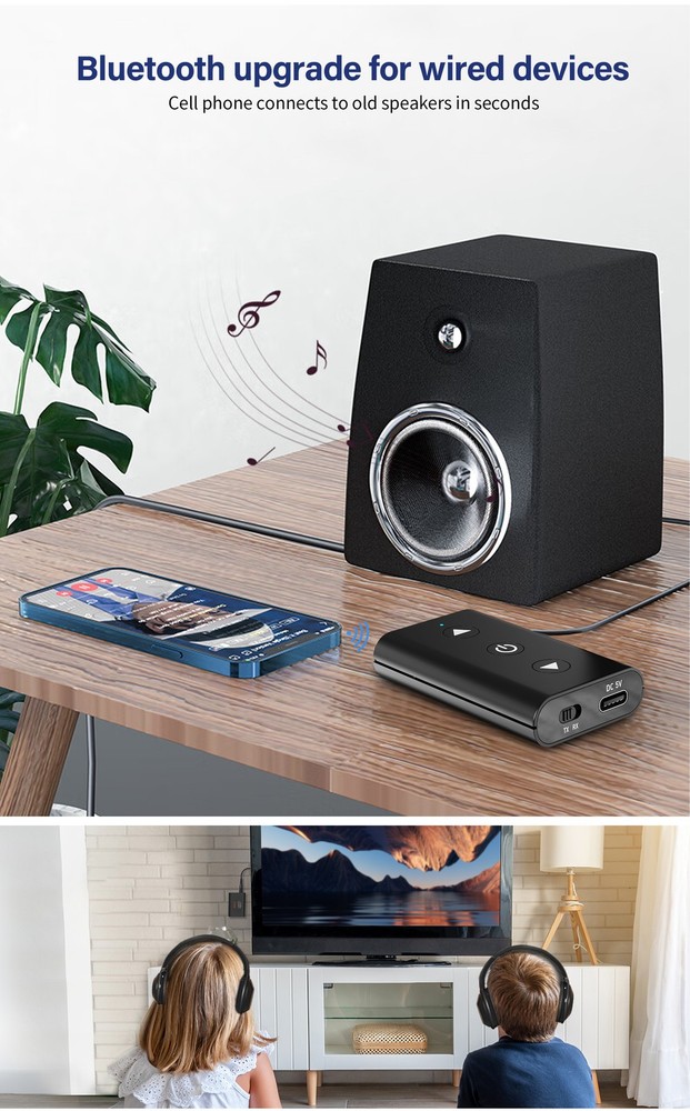 GTMEDIA Wireless Bluetooth 5.1 Audio Transmitter Receiver Adapter for Airplane