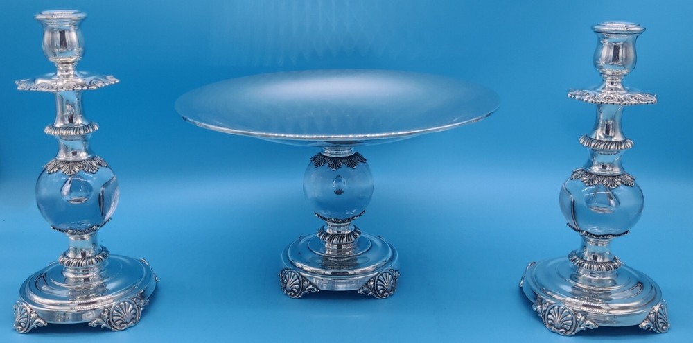 QUAKER SILVER CO. STIRLING CASTLE STERLING SILVER TABLE GARNITURE