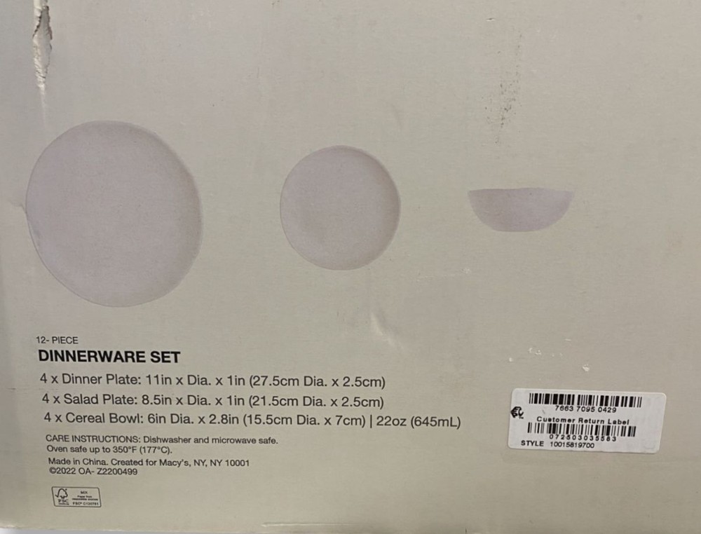 $186 Oake Ivory 11-Piece Stoneware Dinnerware Set