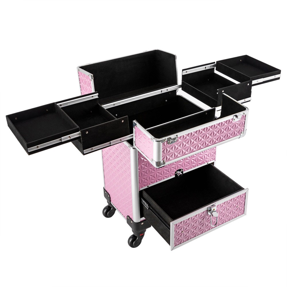 Professional Rolling Makeup Train Case Cosmetic Trolley Makeup Storage Organizer