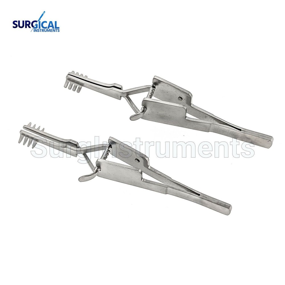 2 Pcs Automatic (Cross Action) Skin Retractor 4" Blunt & Sharp German Grade