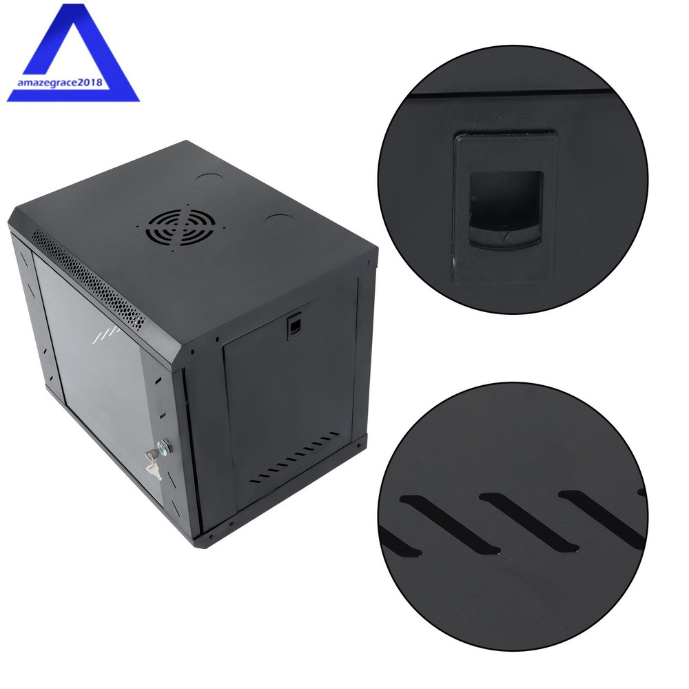 9U Wall Mount Server Cabinet Network Rack Vented Enclosure Lock Door 15.5'' Deep