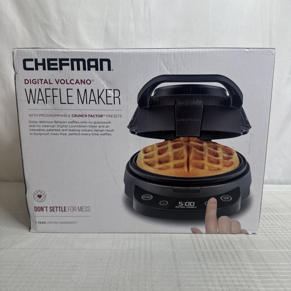 Chefman Digital Volcano Waffle Maker with Programmable Crunch Factor NEW IN BOX