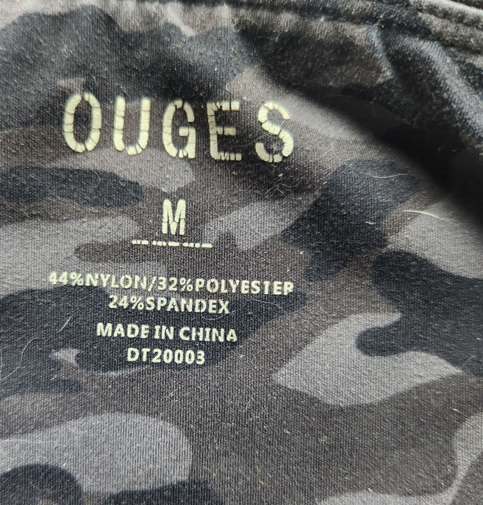 Womens Yoga Stretch Leggings Sz M Soft Gray Camo Chic Casual Pockets OUGES Pants