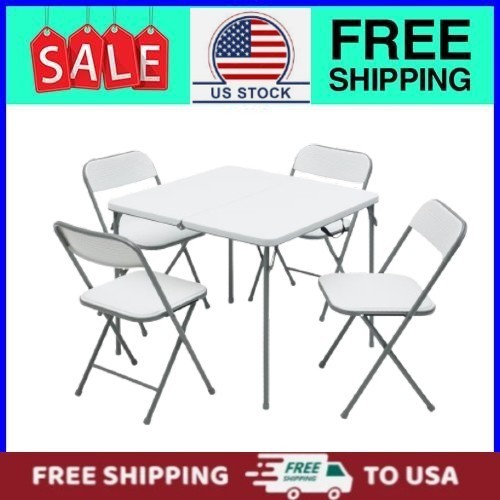 Mainstays 5-Piece Folding Table and Four Folding Chairs Set, White