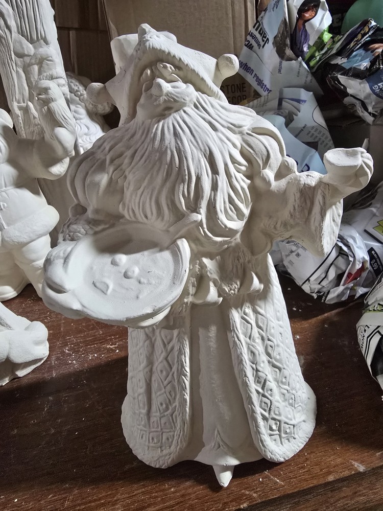 Santa with his Soup 9" Ready To Paint Ceramic Bisque
