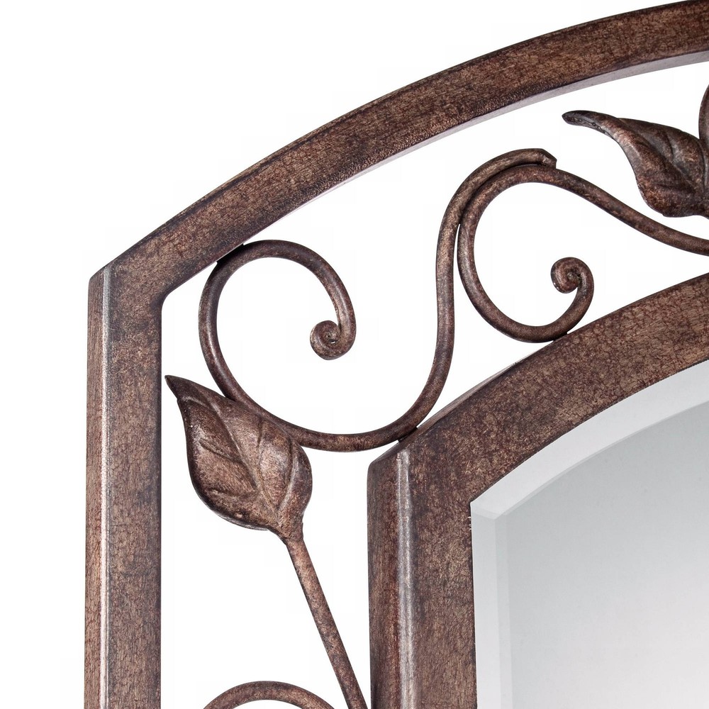 Eden Park Arch Vanity Wall Mirror Rustic Beveled Bronze Openwork Frame 25" Wide
