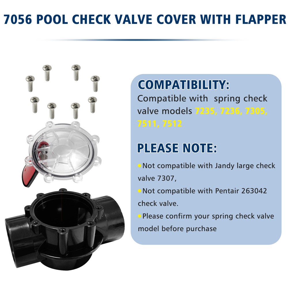 2 Pack Check Valve Cover with Flapper Assembly Replacement for Jandy 7235 7236