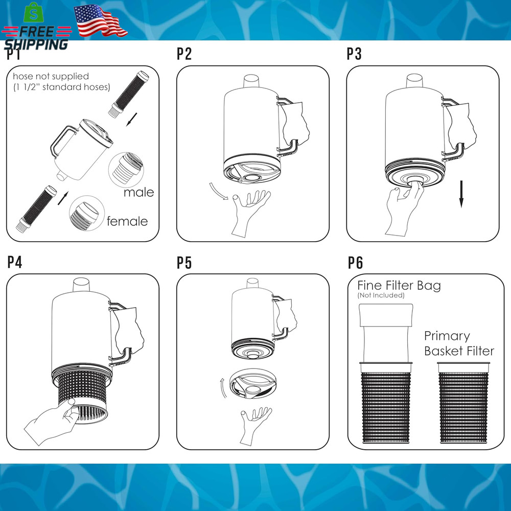 U.S. Pool Supply Pool Leaf Catcher - Inline Pool Leaf Canister, Vacuum for Ingro