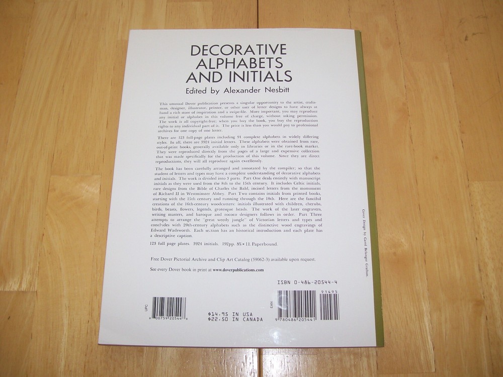 Vintage Decorative Alphabets and Initials Copyright Free Patterns Designs Book