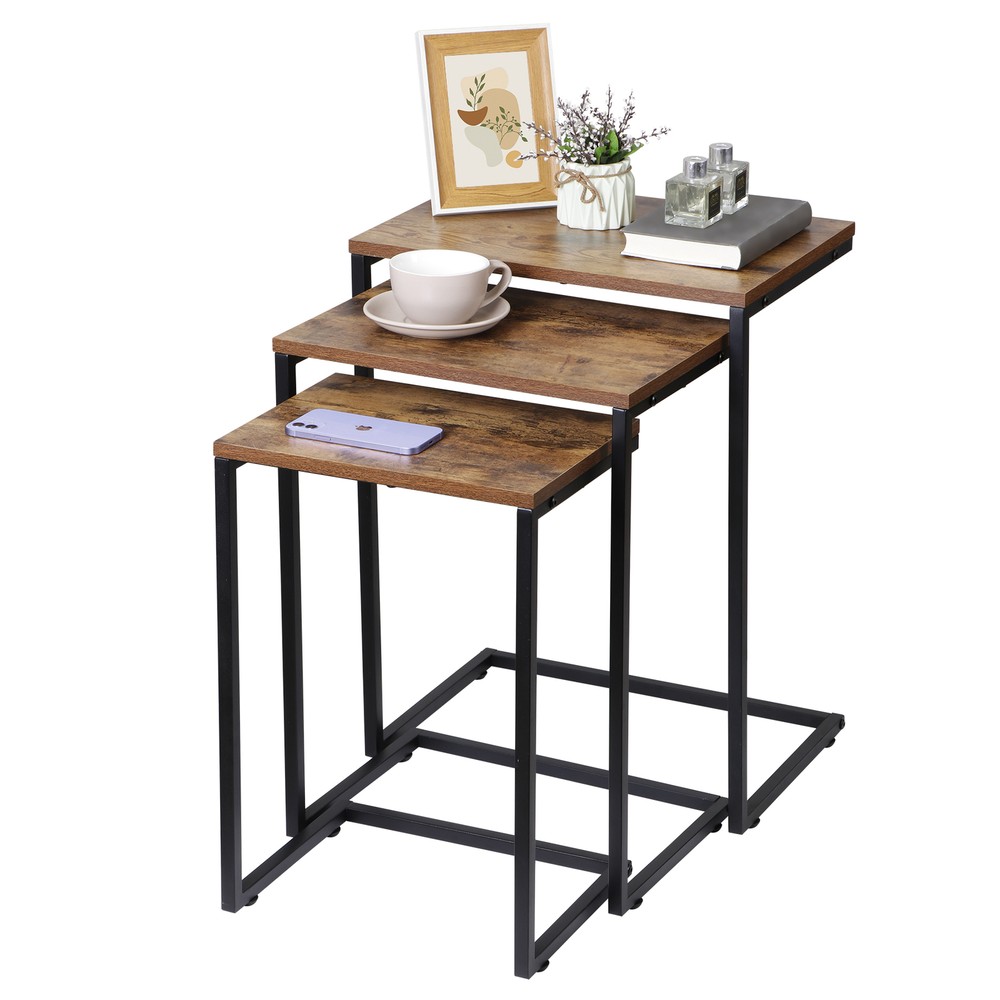 Coffee Table and End Table Set C Shaped Nesting Coffee Table For Bedroom Couch