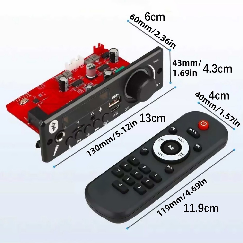 MP3 Decoder Kit 160W Amplifier Bluetooth 5.0 DC12V Multi-devices Compatibility