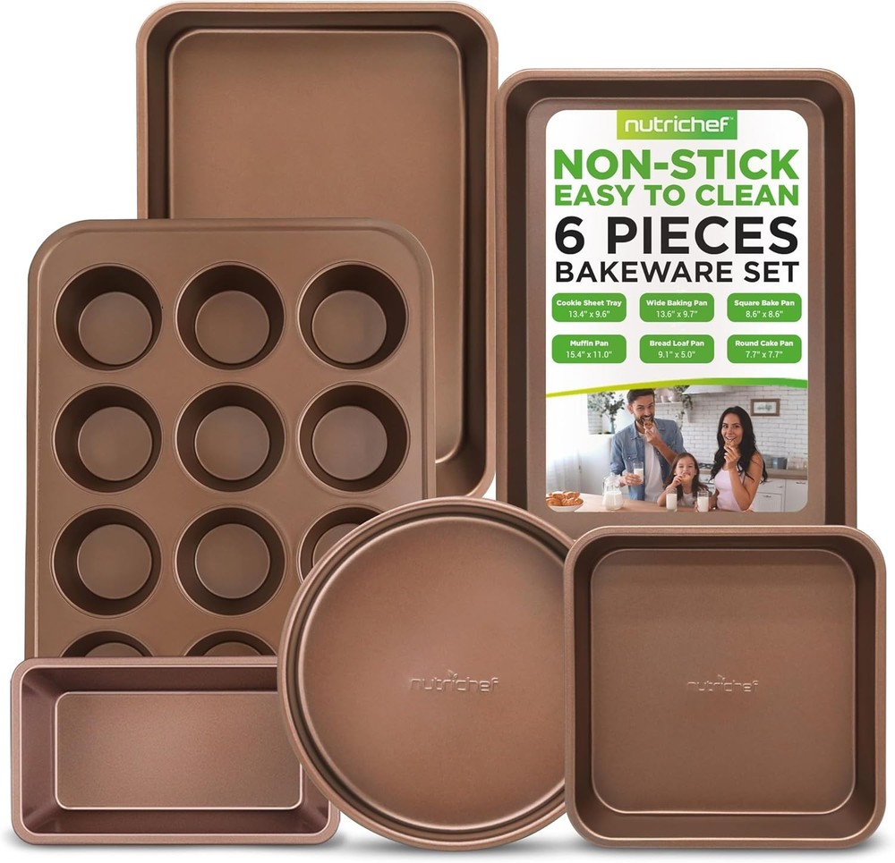 Gold Nonstick Bakeware Set – Essential 6-Piece Baking Pans for All Needs