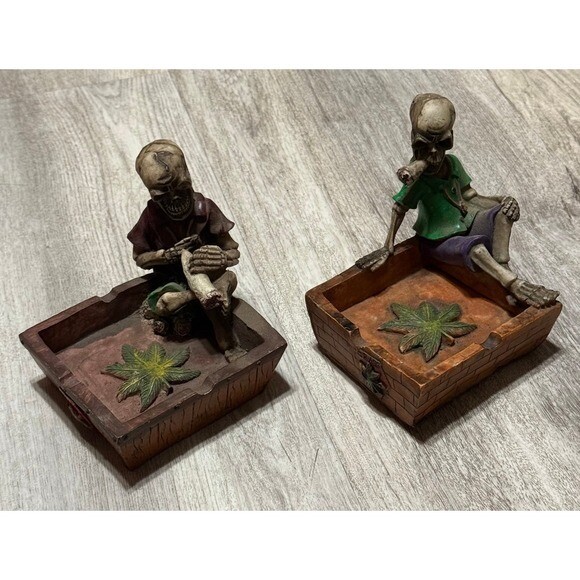 Resin skull plant decor buds tray bundle