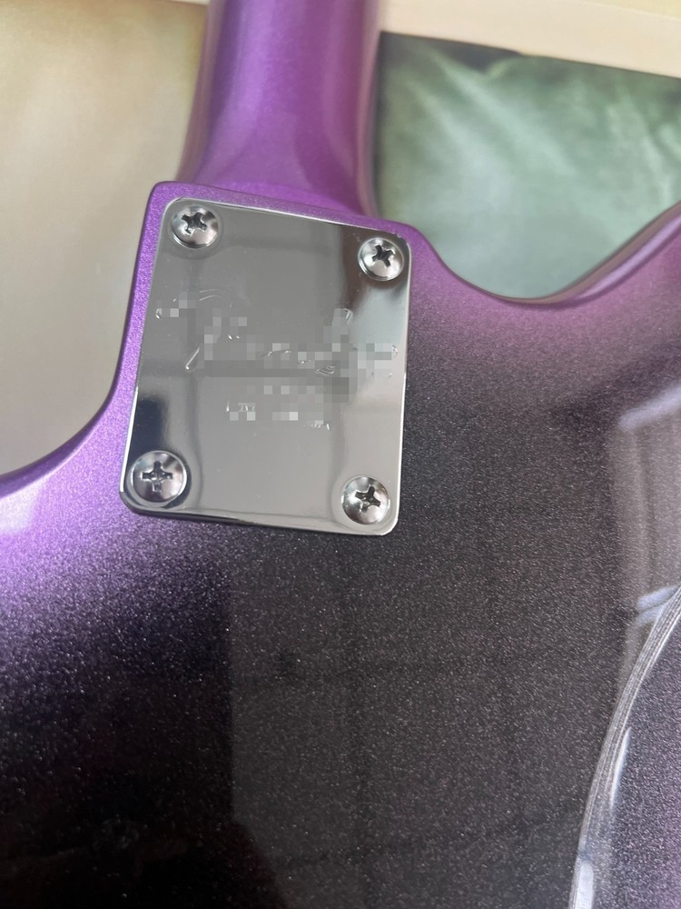 Jazz style electric guitar purple gradient solid silver hardware