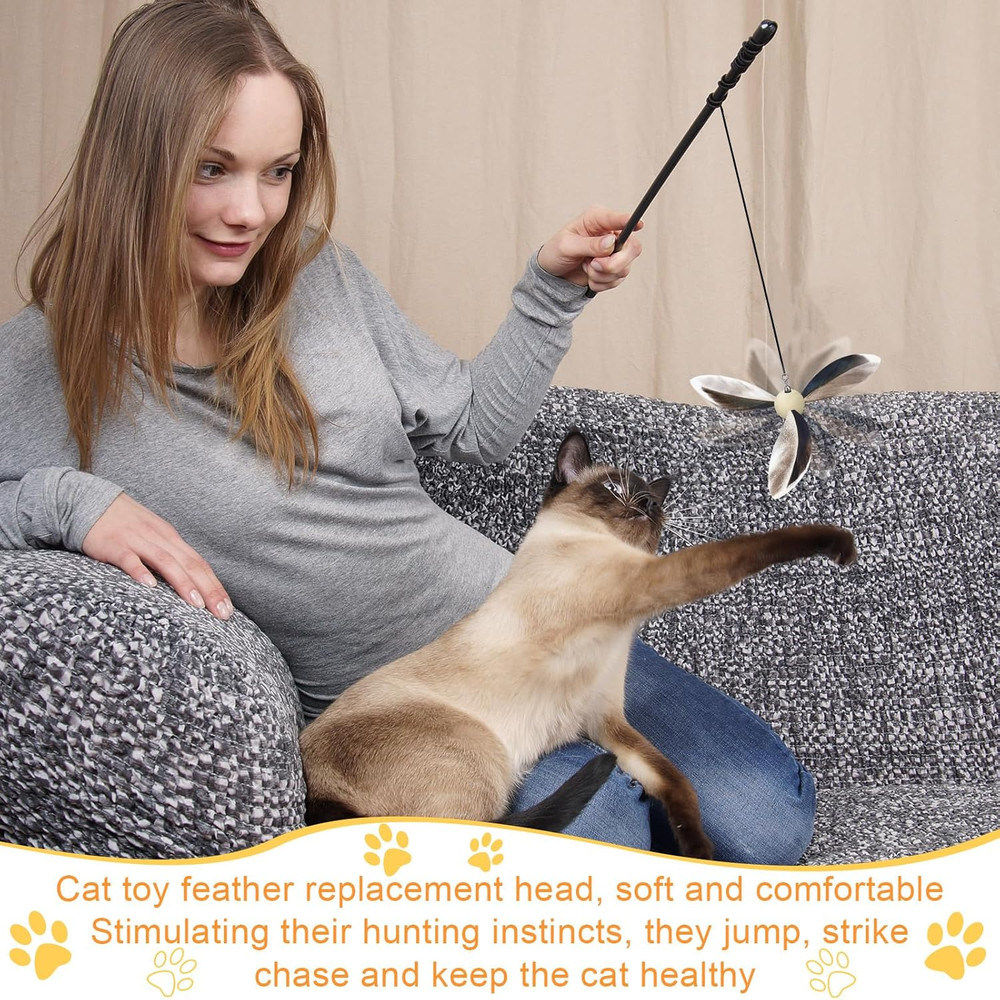 8 Pcs Cat Feather Propeller Refills Propeller Interactive Cat Toy Refills Kitten