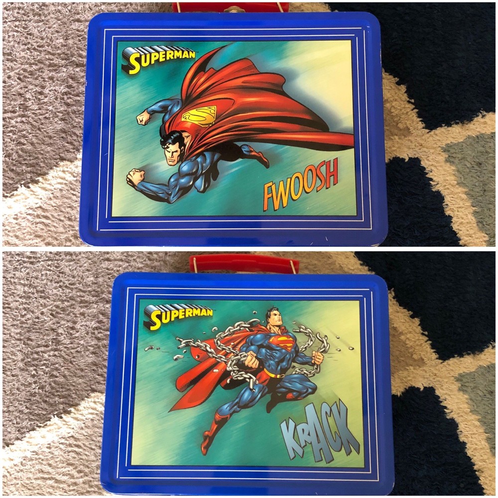 Superman Six Flags Small Tin Metal Lunch Box DC Comics