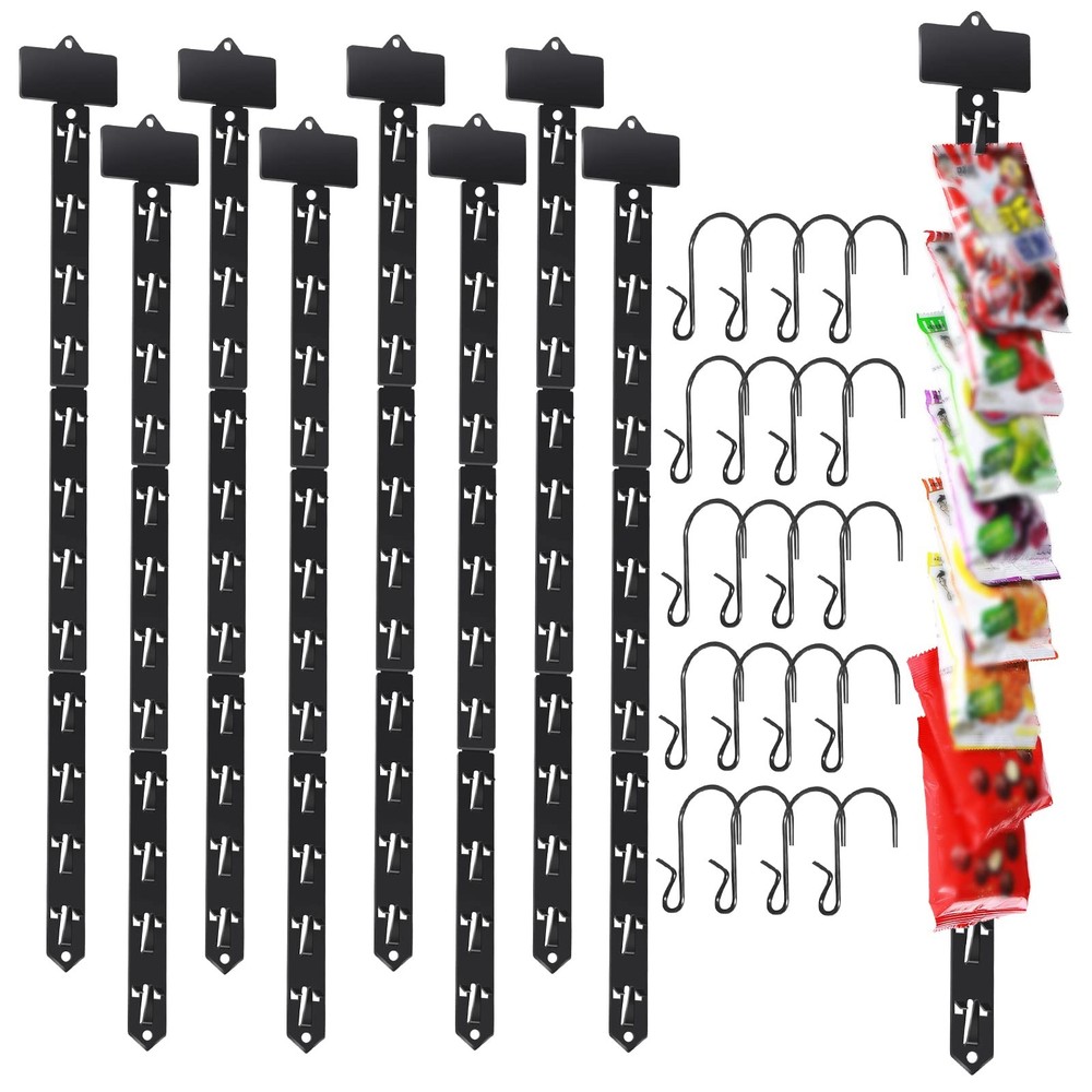 12 Pack Station Hanging Merchandise Strips with S Hooks 12 Stations Plastic