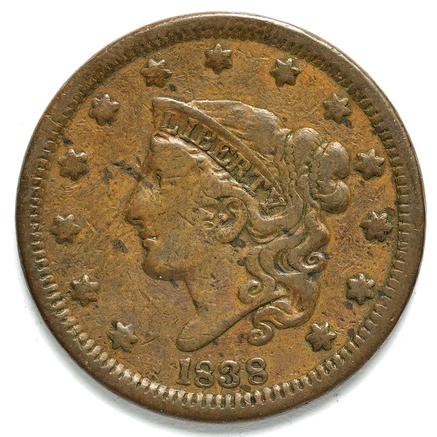 1838 Coronet Head Large Cent