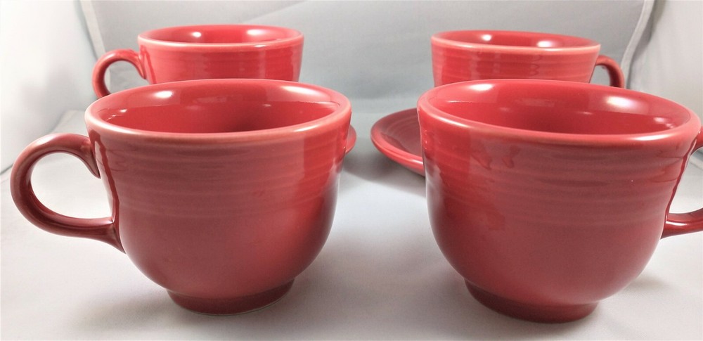 Fiesta Red Cups & Saucers (B18)