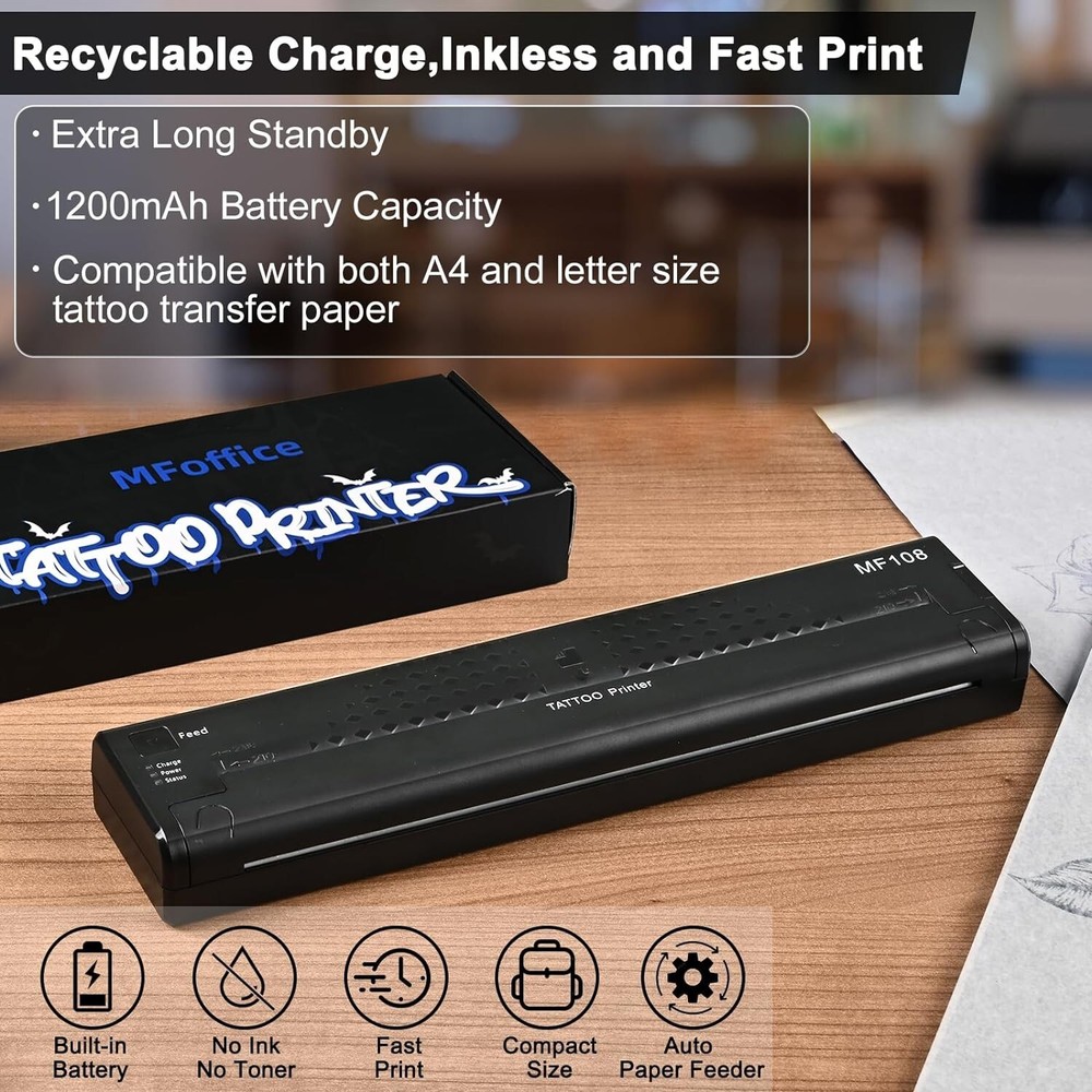 MFoffice MF108 Bluetooth Tattoo Stencil Printer