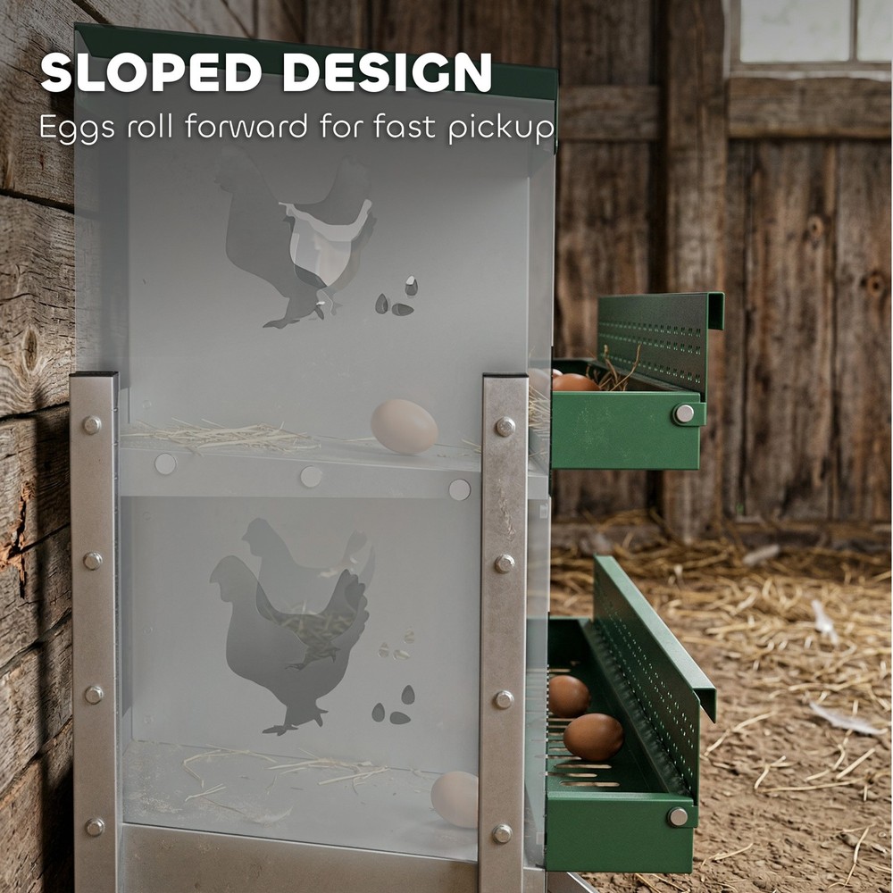 Chicken Nesting Boxes, 6 Compartment Steel Nesting Boxes for Chickens