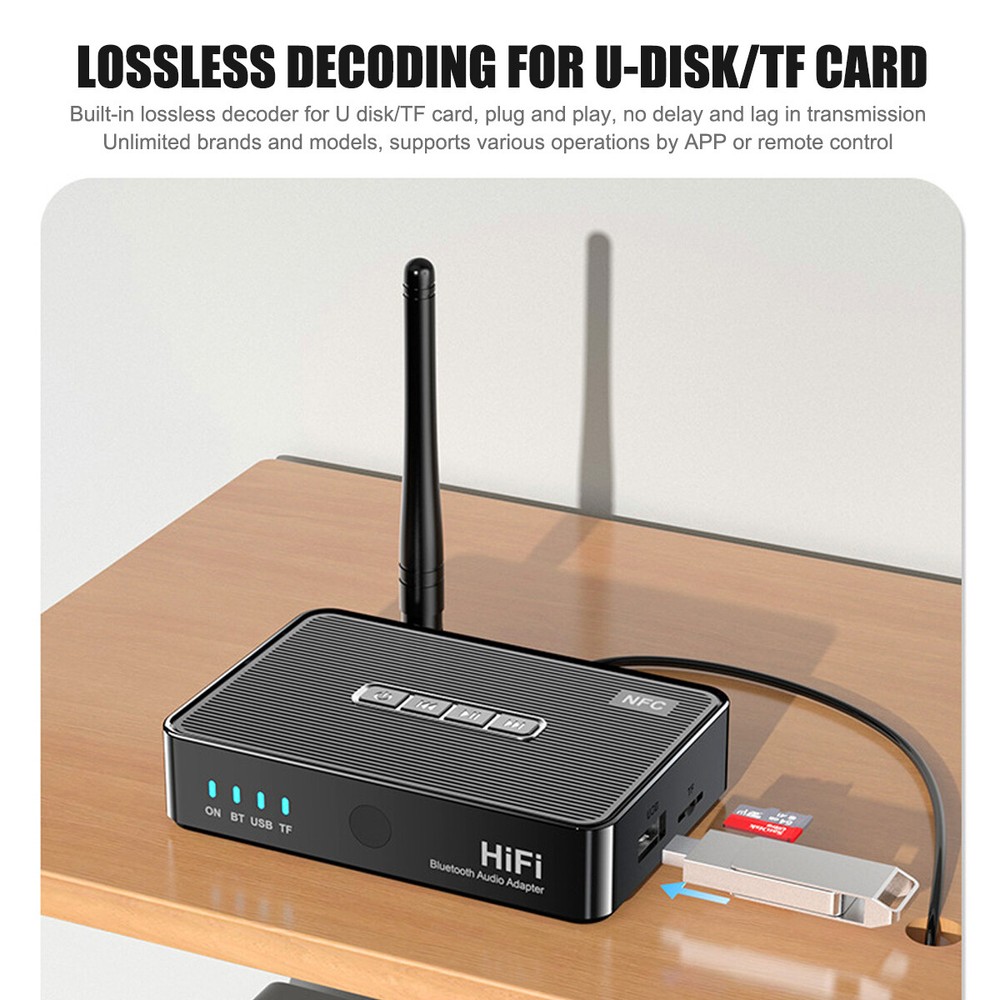 Bluetooth 5.1 Transmitter Receiver Long Range For TV Home Stereo Audio Adapter☑@