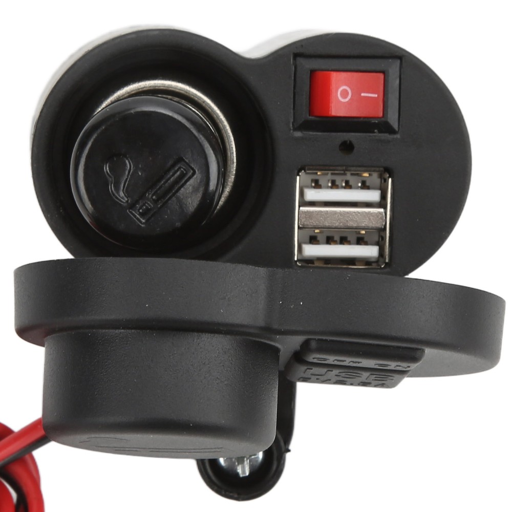 Motorcycle Dual USB Charger Multifunctional Cigarette Lighter Socket DC12‑24V
