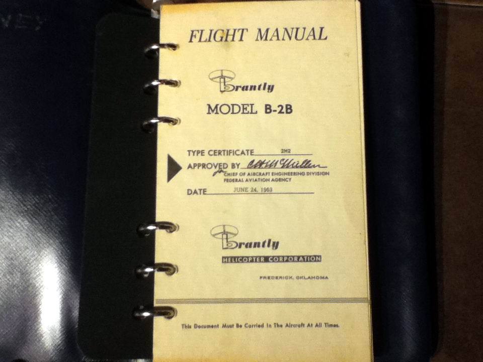 Brantly B-2B Helicopter Rotorcraft Flight Manual