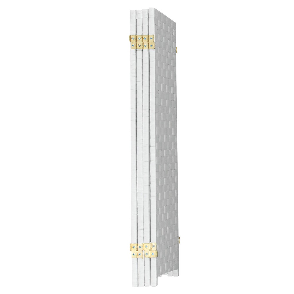 3 ft. Short Woven Fiber Folding Screen - 4 Panel - White