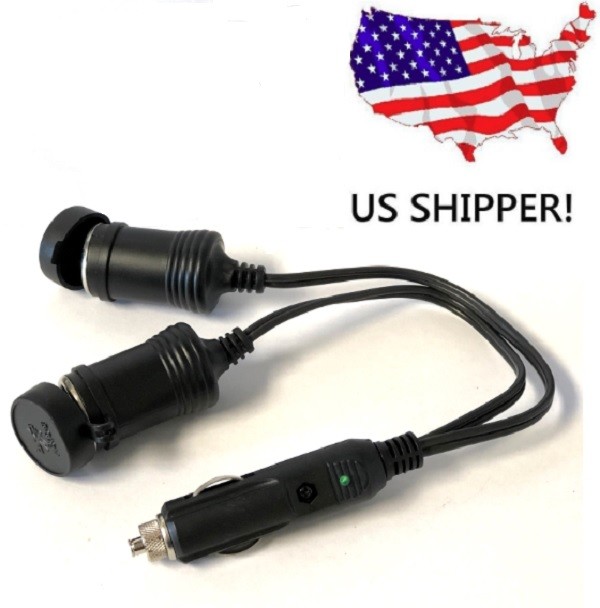 Pro Trucker Dual 12V Cigarette Lighter Socket Extension Cable Double PlugAdapter