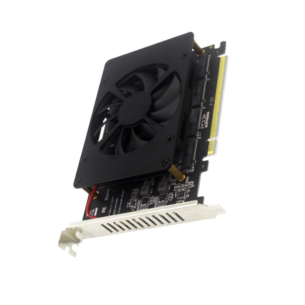 NVME M.2 Adapter Card PCIE X16 Splitter Expansion Controller 4-Disk Soft RAID