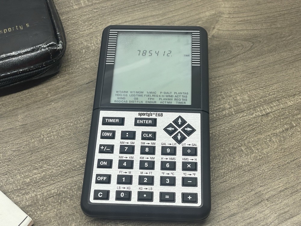 Sportys E6B Electronic Flight Computer w Case & Manual Tested WORKS *READ