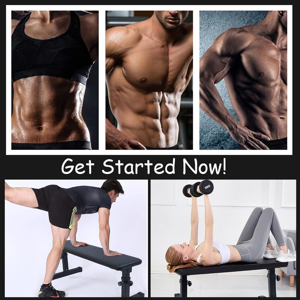 Flat Weight Bench Utility Workout Adjustable Height Bench for Strength Training