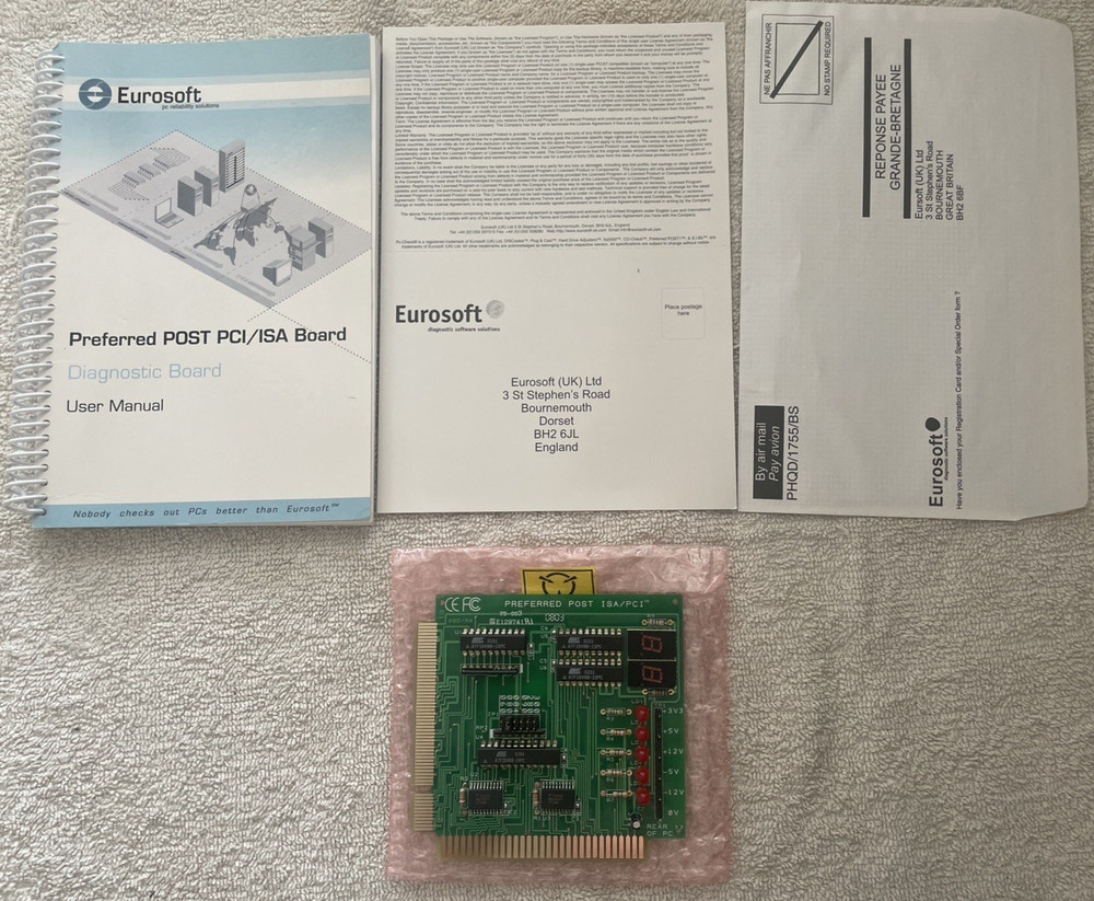 EUROSOFT PREFERRED POST PCI/ISA TEST BOARD. PC/AT DIAGNOSTIC SOLUTIONS