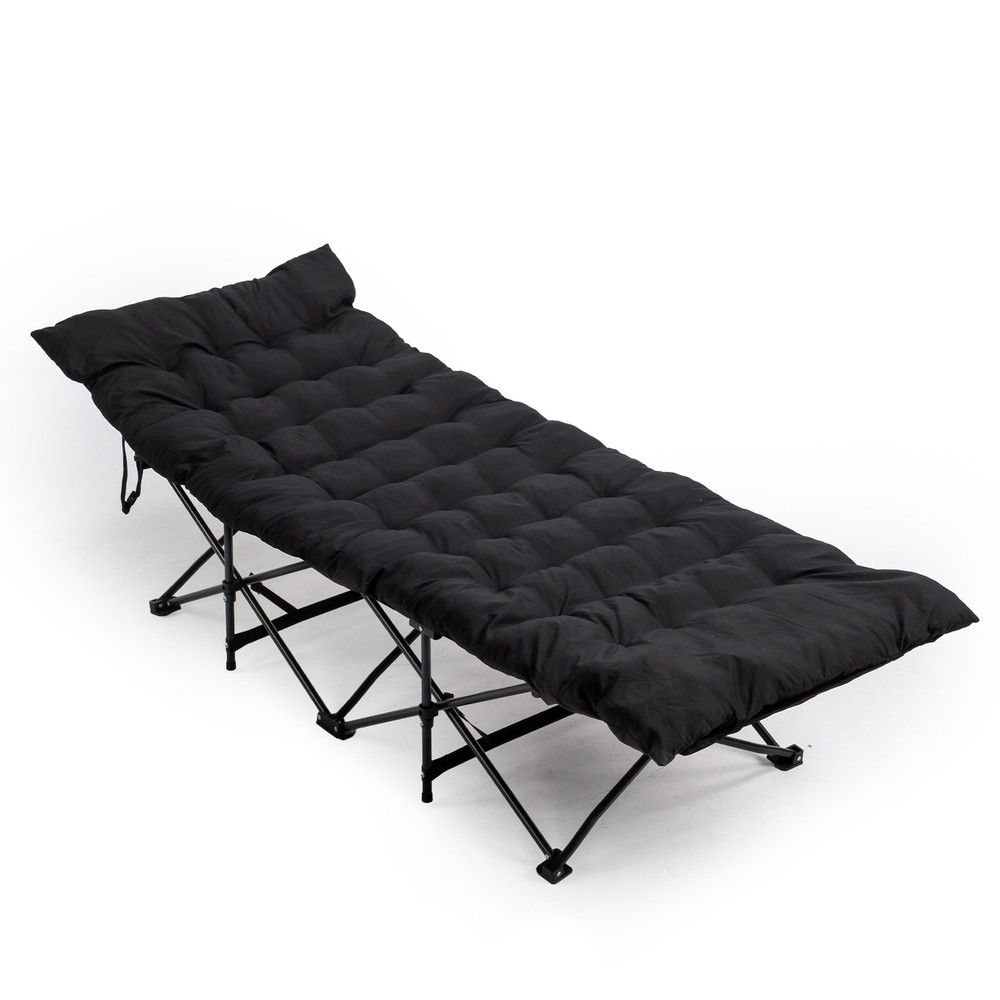 Folding Camping Cot Bed with Soft Pad, Portable Outdoor Cot