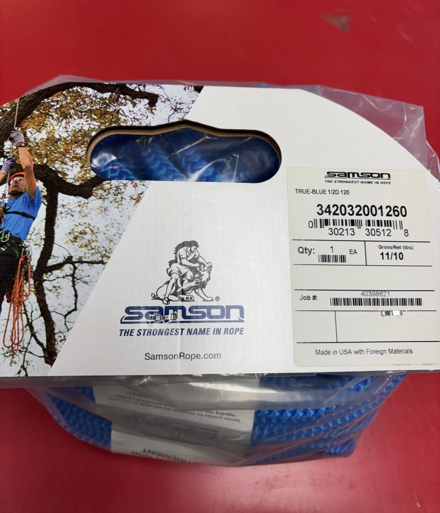 Samson True-Blue 1/2" Climbing Rope