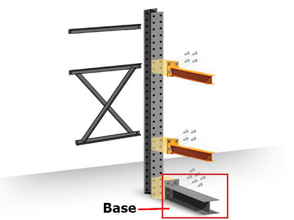 Structural Cantilever Racking Base - 60" Heavy Duty Cantilever Base