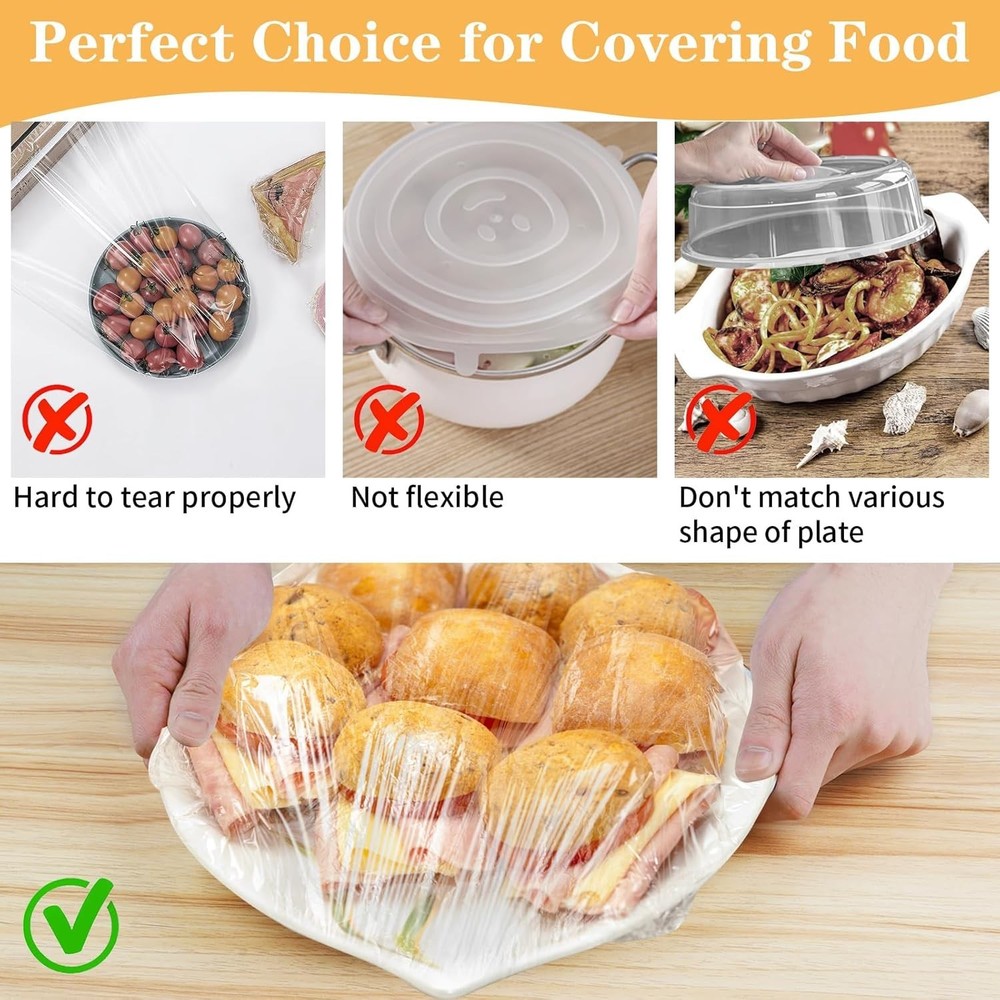 Stretchable 200-Piece Food Covers for Bread Proofing & Easy Storage Solutions