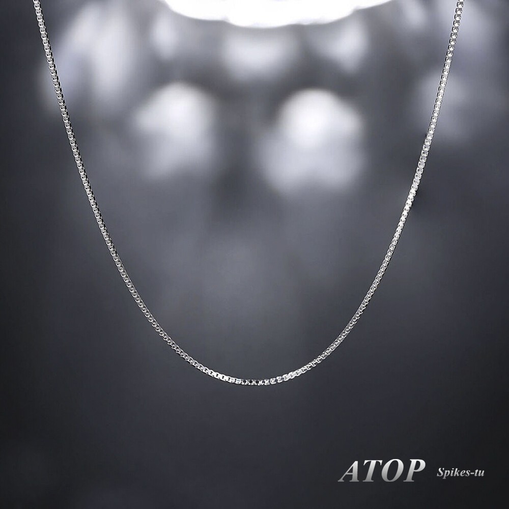 Italian Solid Sterling Silver Square Box Link Chain Necklace 925 Silver Chain