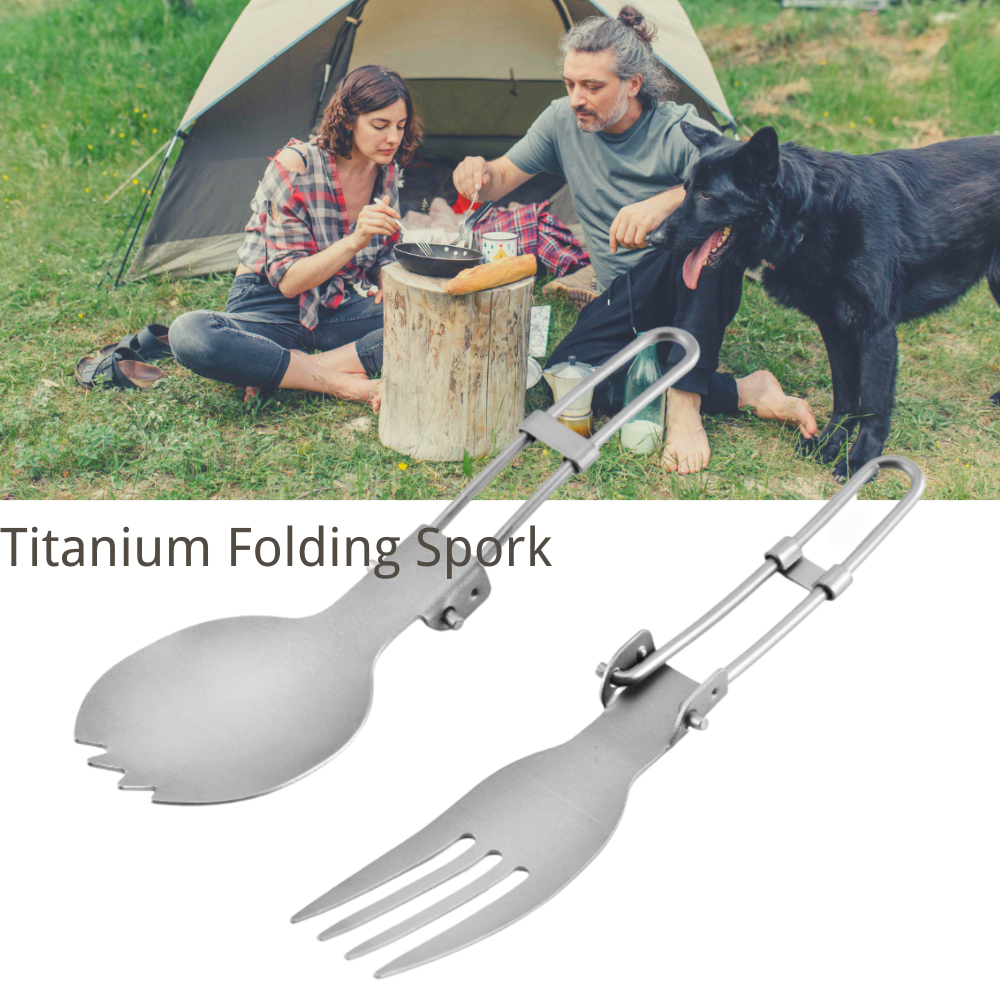 Titanium Folding Spork Camping Spoon Lightweight Outdoor Dinner Forks Flatware