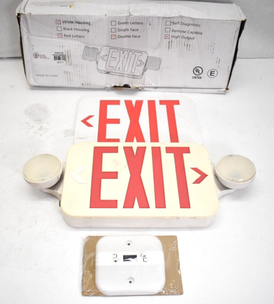 Exit Sign Emergency Light High Output Double/Single Face Red Letters